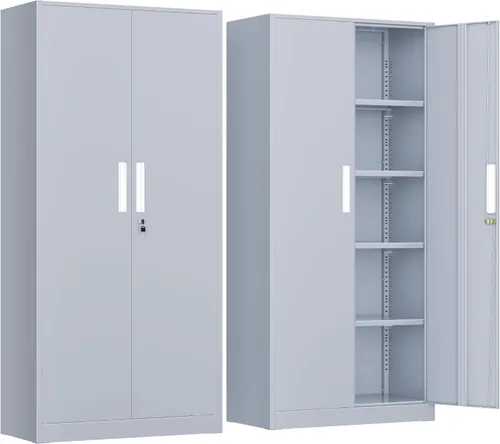 Miniatura 11 de INTERGREAT Gabinete de almacenamiento de metal con puertas con cerradura, gabinetes de almacenamiento de acero con cerradura con 2 puertas