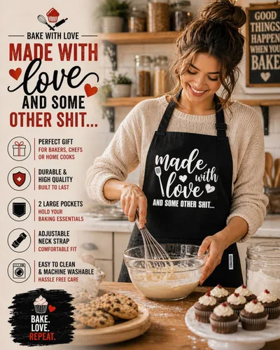 Miniatura 2 de Delantales Divertidos para Hornear para Mujeres y Hombres Lindo Delantal de Panaderos Regalos de Horneado Damas Cocina Cocinando Cumpleaños Mamá