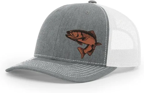 Miniatura 28 de Sombrero de pesca de trucha con parche de cuero grabado láser Richardson 112 Snapback Trucker Cap