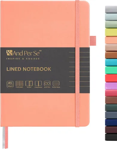 Miniatura 106 de &And Per Se - Cuaderno en blanco, 160 páginas, 5.7 x 8 pulgadas, cuaderno de rayas estrechas con papel grueso para escribir, cuaderno de tapa dura