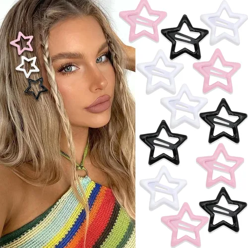 Miniatura 19 de NAISKA Pinzas para el cabello con diseño de estrella negra, antideslizantes, accesorios para niñas y mujeres (12 unidades)