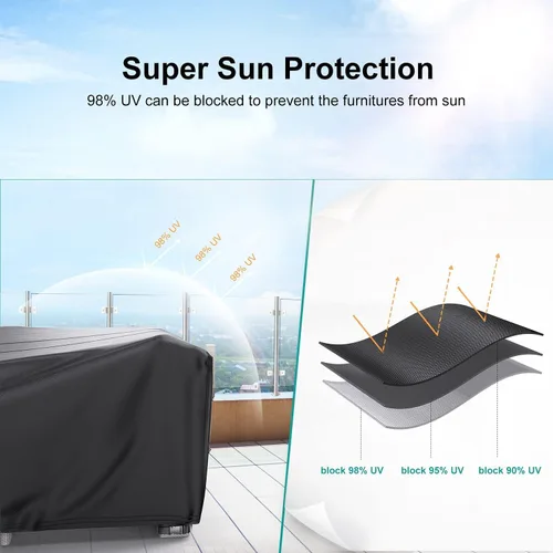 Miniatura 4 de Fundas para Muebles de Patio, Funda para Muebles de Exterior de Servicio Pesado Impermeable, Fundas para Juego de Sofá Seccional Funda para Juego