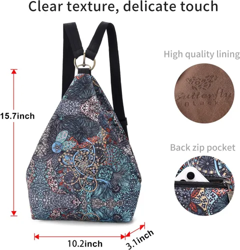 Miniatura 3 de Black Butterfly Premium Backpack for Women, Bohemia Style Casual Daypack Backpack, Fashion, Light and Small (69-grey)