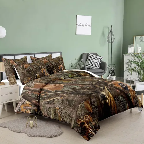Miniatura 2 de NINENINE Juego de edredón de ciervo, juegos de ropa de cama twin para niños, juegos de edredón de camuflaje, juegos de edredón twin para niños