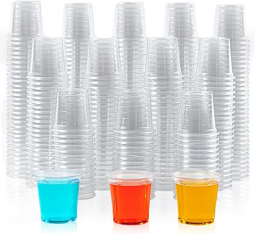 Lilymicky Paquete de 1000 vasos de chupito de plástico de 1 oz, vasos desechables transparentes de 1 onza para vodka, whisky, tequila, mini