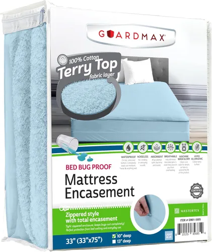 Miniatura 72 de Guardmax Funda de colchón Queen con cremallera, protector de colchón 100% impermeable, suave y absorbente de algodón de rizo superior para niños, 1