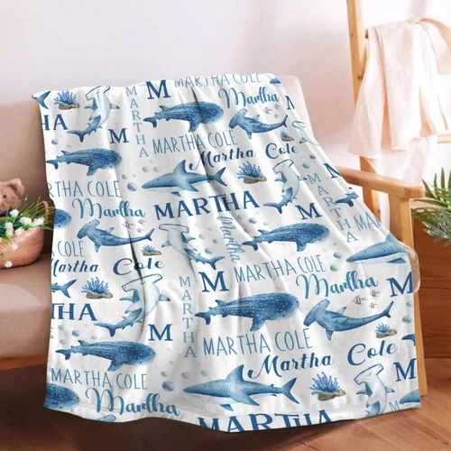 Miniatura 25 de Manta de tiburón de dibujos animados, regalos para niñas y niños, regalos para amantes de los tiburones, manta de tiburón, regalos para niños