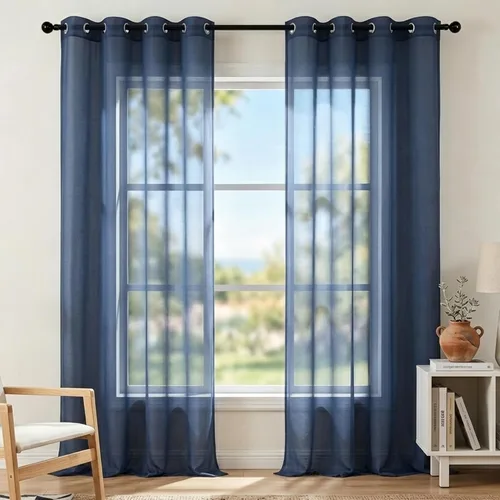 Miniatura 55 de KOUFALL Cortinas traslúcidas de 120 pulgadas de 2 paneles con ojales, juego extra largo de 10 pies de largo, cortinas altas para ventana grande, 52