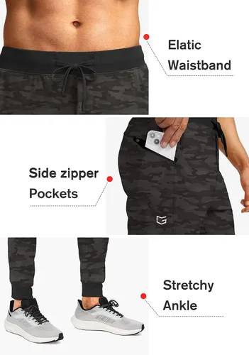 Miniatura 5 de G Gradual Pantalones deportivos para hombre con bolsillos con cremallera, elásticos, cónicos, pantalones deportivos para hombre, entrenamiento