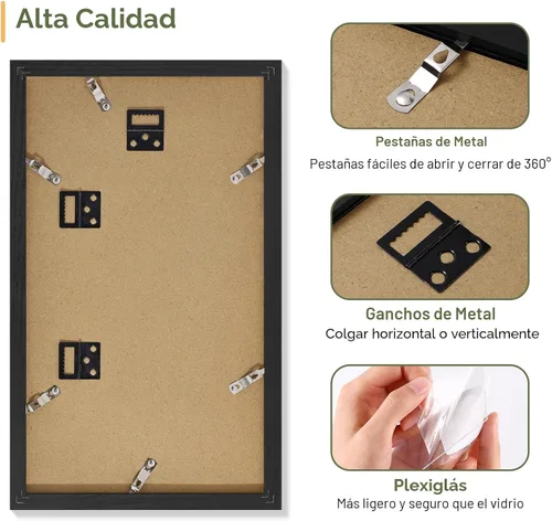 Miniatura 4 de Vittanly 8x14 Marcos de Fotos para Collage, Muestra 3 Fotos de 4x6 Pulgadas con Alfombrilla, Marco de Fotos para Collage para Visualización Negro