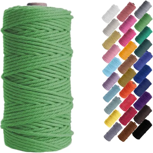 Miniatura 16 de HAPYLY - Cuerda de algodón natural para macramé, de 0.118 pulgadas x 109 yardas, cuerda de algodón de colores para manualidades, tejer, colgar