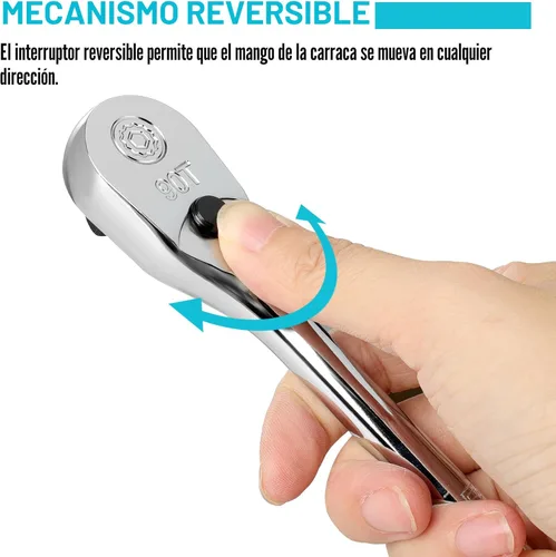 Miniatura 6 de DURATECH Trinquete de mango extra largo de 3/8 pulgadas, llave de trinquete de 90 dientes con mango de 12 pulgadas y cabeza cerrada