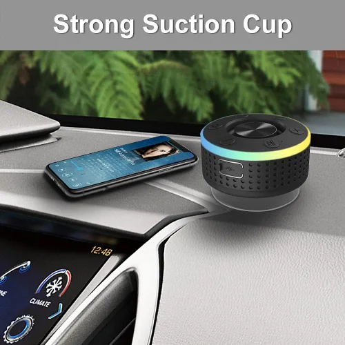 Miniatura 5 de Altavoz de ducha Bluetooth, altavoz portátil Bluetooth 5.3 con ventosa, altavoces inalámbricos impermeables IP7, luces RGB, micrófono integrado