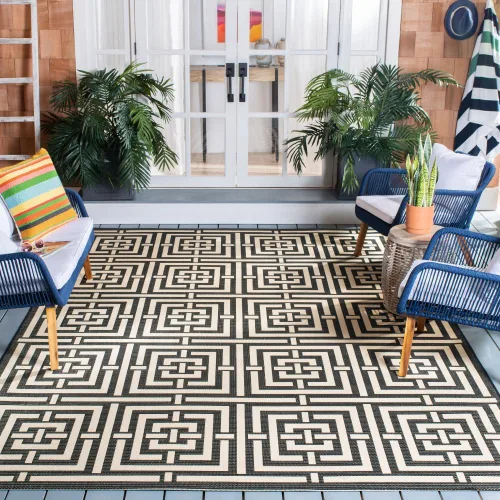 Miniatura 28 de SAFAVIEH Courtyard Collection CY6937 - Alfombra decorativa para interiores y exteriores, impermeable, fácil de limpiar, 2 pies 3 pulgadas x 6 pies 7