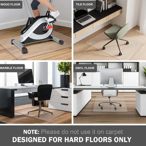 Miniatura 5 de Alfombrilla transparente para silla de 36"x48" para suelos de madera dura - Protector de alfombrilla para escritorio de oficina, fácil deslizamiento