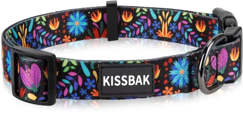 Miniatura 9 de Collar de perro para perros pequeños, diseño especial lindo collar de perrita, suave, ajustable, elegante y floral para cachorro (S, Flor de Loto)