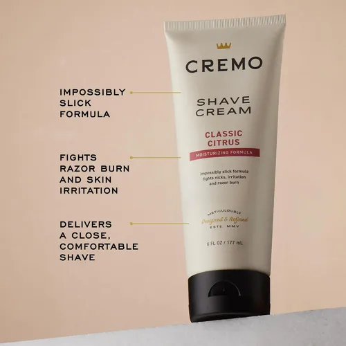 Miniatura 4 de Cremo Juego de regalo original para afeitado para hombres, incluye crema de afeitar Impossibly-Slick de 6 onzas, maquinillas de afeitar cromadas
