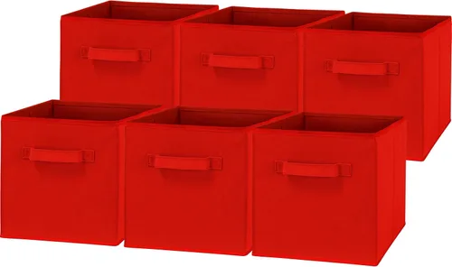 Miniatura 11 de Simple Houseware Contenedores de almacenamiento plegables de 11 pulgadas, color beige, paquete de 6 cubos de tela organizadores para armario