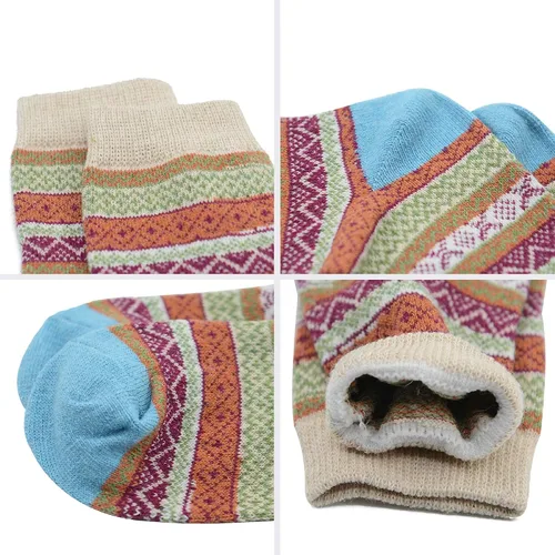 Miniatura 6 de Zando Athletic Sports Knit Pattern Womens Winter Socks Crew Cut Cashmere Retro Thick Warm Soft Wool Socks