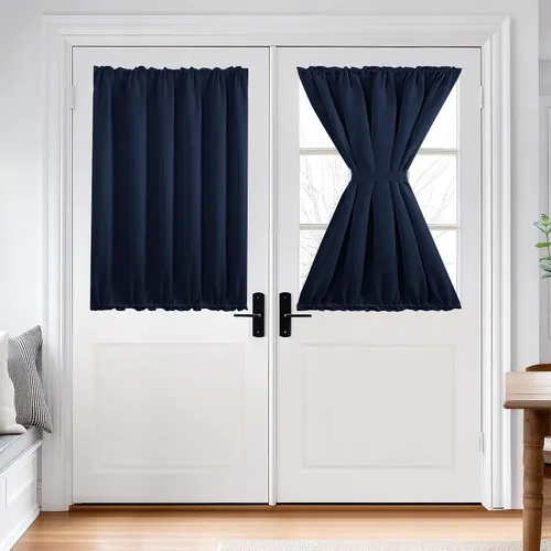 Miniatura 25 de Cortina térmica para puerta con bolsillo para barra, opacas, tratamiento de ventanas con ojales y ojales Deconovo 1 panel
