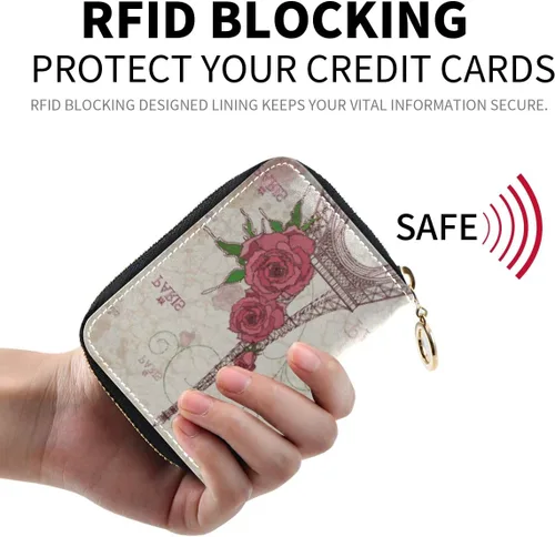 Miniatura 2 de MOYYO Funda de cuero con cremallera para tarjetas de crédito RFID para mujeres y niñas