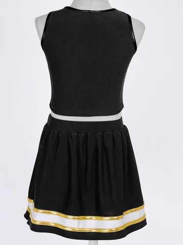 Miniatura 5 de Nikiikoo Disfraz de líder de animadora para niñas y niñas, uniforme de animadora, disfraz de fiesta de Halloween