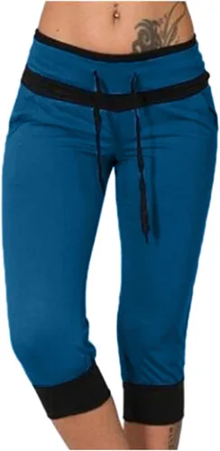 Miniatura 71 de Pantalones capri para mujer, estilo casual, de verano, elásticos, de cintura alta, pantalones de yoga, ajuste atlético, pantalones deportivos