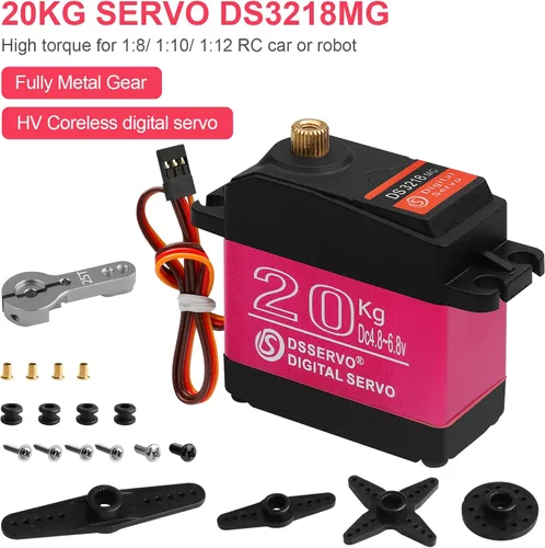 Miniatura 2 de Servomotores servo RC de alto par de torsión de 44.1 lbs, servo de dirección de engranajes de metal completo impermeable con 25T para 1/6 1/8 1/10