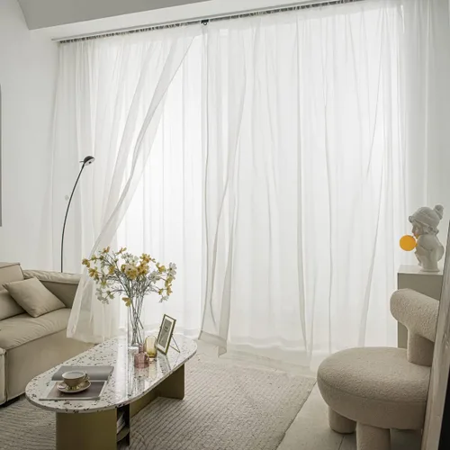 Miniatura 11 de Cortinas semitransparentes para ventanas de 50 pulgadas de largo, 52 pulgadas de ancho, juego de 2 paneles de cortinas traslúcidas, bolsillo