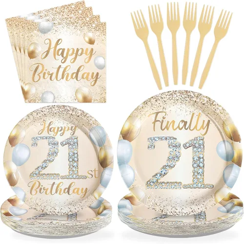 Miniatura 23 de 96 piezas de decoraciones de graduación azules y doradas platos y servilletas desechables de feliz cumpleaños, decoraciones azules y doradas