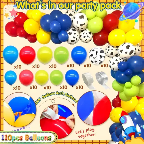 Miniatura 2 de 125 decoraciones de cumpleaños de dos infinitos y más allá, suministros de fiesta de segundo cumpleaños de historias de dibujos animados, globos