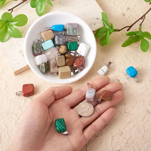 Miniatura 6 de Beadthoven - 24 dijes de piedras preciosas irregulares naturales, piedras curativas mixtas, chakras, reiki, pepita, piedras preciosas para hacer