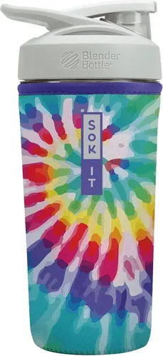 Miniatura 10 de Sok It BotlSok Botella Mezcladora de Proteínas con Funda Aislante de Neopreno (Floral Abstracto, Se Ajusta a Mezcladoras de 24oz)