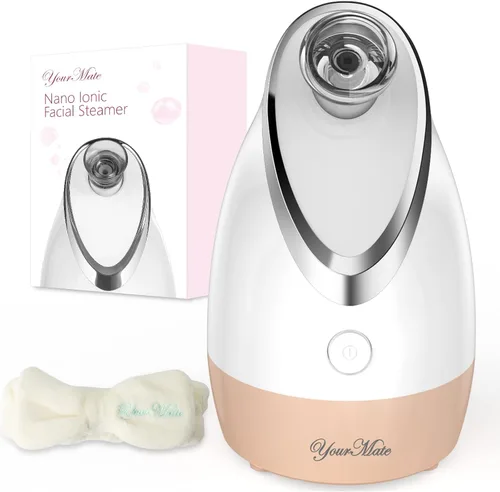YourMate Vaporizador Facial Nano Iónico, Vaporizador Facial Ajustable con Neblina Cálida de Aromaterapia para Senos, Hidratación Desobstruye los