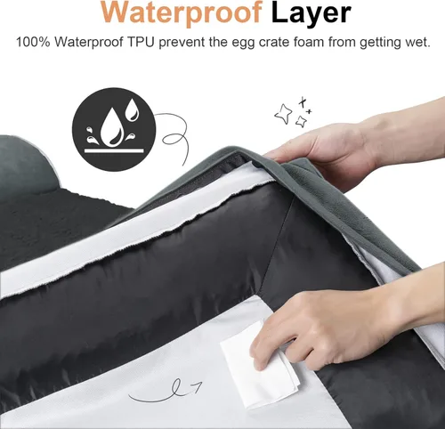 Miniatura 4 de Cama ortopédica lavable para perros pequeños: cama con cojines de apoyo para perros pequeños, cama impermeable de espuma tipo caja de huevos, cama