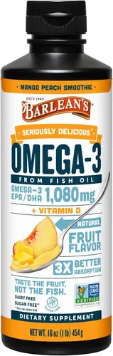 Miniatura 12 de Barlean's Suplemento líquido de aceite de pescado Omega 3 para hombres y mujeres, 1080 mg de ácido graso EPA y DHA, promueve la salud del cerebro
