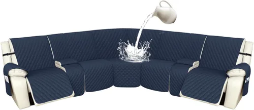 Miniatura 97 de Arfntevss Fundas de sofá modular reclinable, 100% impermeable, en forma de L, para sillón reclinable en forma de L, funda seccional lavable