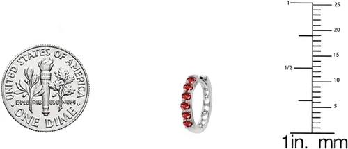 Miniatura 2 de Dazzlingrock Collection Round Ruby Single Row Huggies Hoop Earrings for Women in 18K Solid Gold