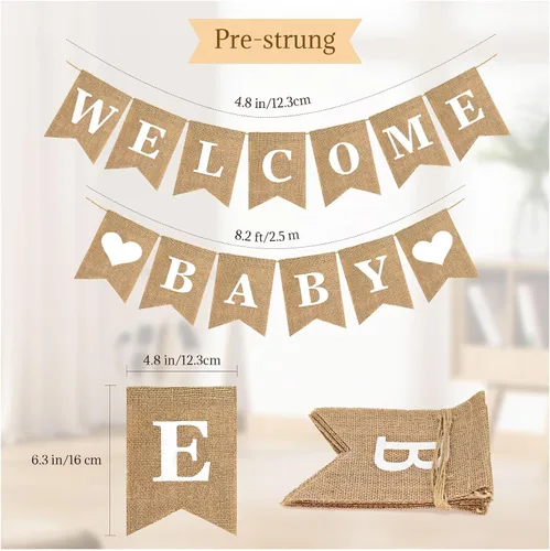 Miniatura 2 de Cartel de bienvenida para bebé, cartel de bienvenida de arpillera para bebé, decoraciones de baby shower, letreros de anuncio de bebé para niño