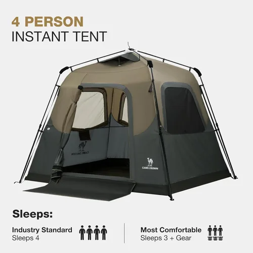 Miniatura 8 de CAMEL CROWN 4/6 Person Instant Cabin Tent, Pop Up Windproof Tents for Camping, 60-Second Setup Family Tent with Carry Bag for Outdoor Hiking Marrón