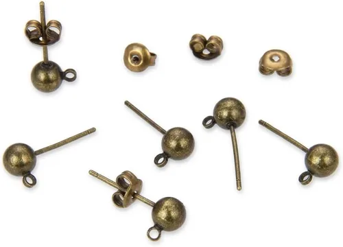 Miniatura 12 de Adabele 40 aretes hipoalergénicos de 0.157 in, anillo cerrado de bola de 0.157 in, 40 piezas en la parte trasera de tuerca chapada en oro amarillo