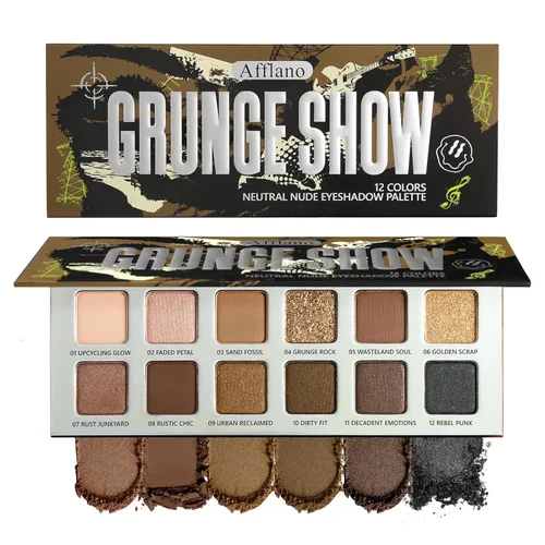 Paleta de Sombras de Ojos Natural Nudes - Marrón Topo Cálido y Marrón Oscuro Mate, Acabado Aterciopelado con Shimmer y Metálico | Tamaño Compacto de