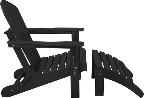 Miniatura 7 de WestinTrends Malibu - Silla de salón para exteriores, juego de 2 sillas Adirondack con otomana, sillas plegables de madera de polietileno para todo