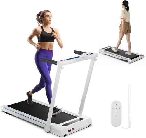 Miniatura 10 de GYMAX Cinta de correr con escritorio, caminadora 3 en 1 para debajo del escritorio, almohadilla para caminar con escritorio extraíble, monitor LED