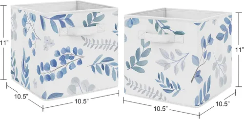 Miniatura 3 de Sweet Jojo Designs Cajas de almacenamiento plegables de tela con hojas florales, cajas organizadoras de juguetes para niños y bebés, juego de 2
