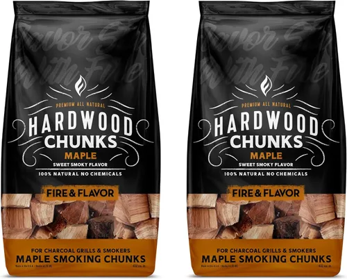 Miniatura 8 de Fire & Flavor Trozos de Madera de Manzana para Ahumar y Asar a la Parrilla - Totalmente Naturales, de Larga Duración con un Sabor Ligeramente Dulce