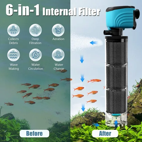 Miniatura 2 de Filtro interno para acuario, filtros mejorados para pecera de 100 a 300 galones, bomba susuradora sumergible de 660 GPH para tanques de tortugas