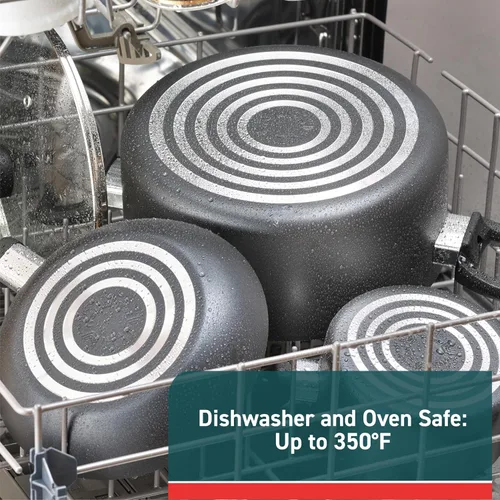 Miniatura 5 de T-fal Essentials - Juego de ollas y sartenes antiadherentes de cocina, 10 piezas, color negro