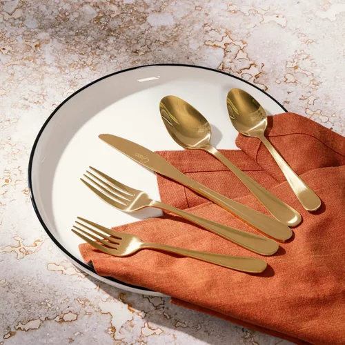 Miniatura 3 de Gibson Home Ravidia - Juego de cubiertos dorados de calibre pesado, 20 piezas, utensilios coloridos de acero inoxidable, juego de vajilla para 4
