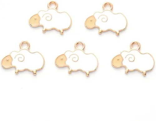 Miniatura 18 de DanLingJewelry 100 dijes de destello blanco esmaltado, dijes de relámpago para hacer joyas 100pcs-Flash Blanco
